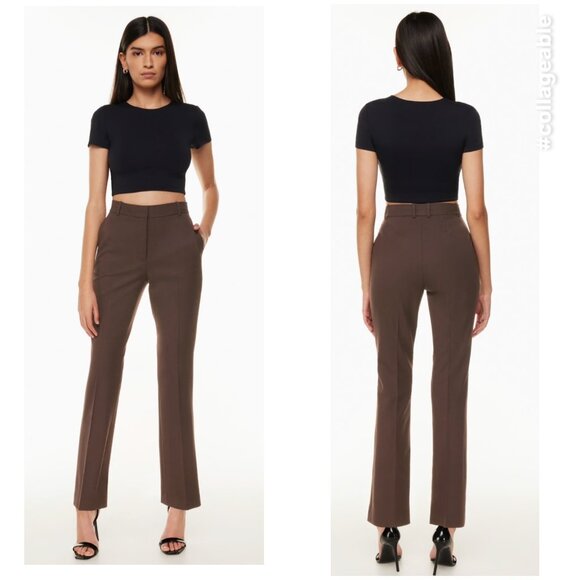 Aritzia Publish Trousers Pants Womens 8 Brown High Rise Bootcut Tailored Office - Picture 2 of 16